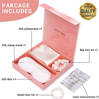 Ensemble taie d'oreiller et masque en soie enveloppe