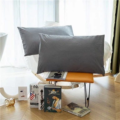 Taies d'oreiller standard imperméables en bambou gris