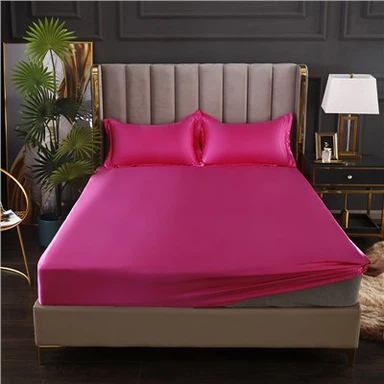 Housse en satin de soie pour matelas lisse de couleur unie